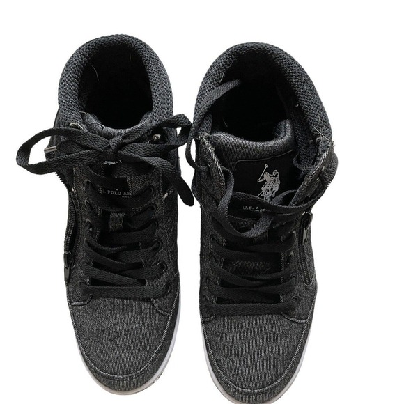 US POLO ASSN SNEAKERS HIGH TOPS SHOES RUBBER SOLE MILA4 ZIP LACE UP SZ 6 - Picture 2 of 11